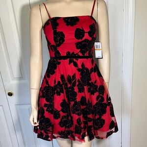 City Studio Red and Black Floral Mini Dress